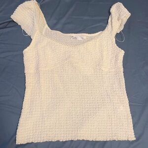 White Textured sweetheart blouse